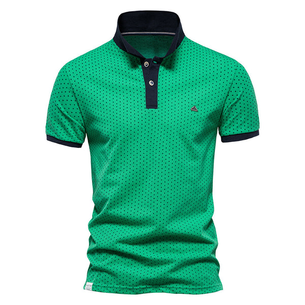Men's Polka Dot Short Sleeve Polo Shirt