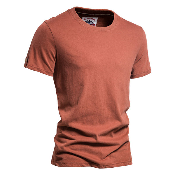 Men's Solid Color Cotton Brushed T-Shirts Casual Short Sleeve Quality Tops
