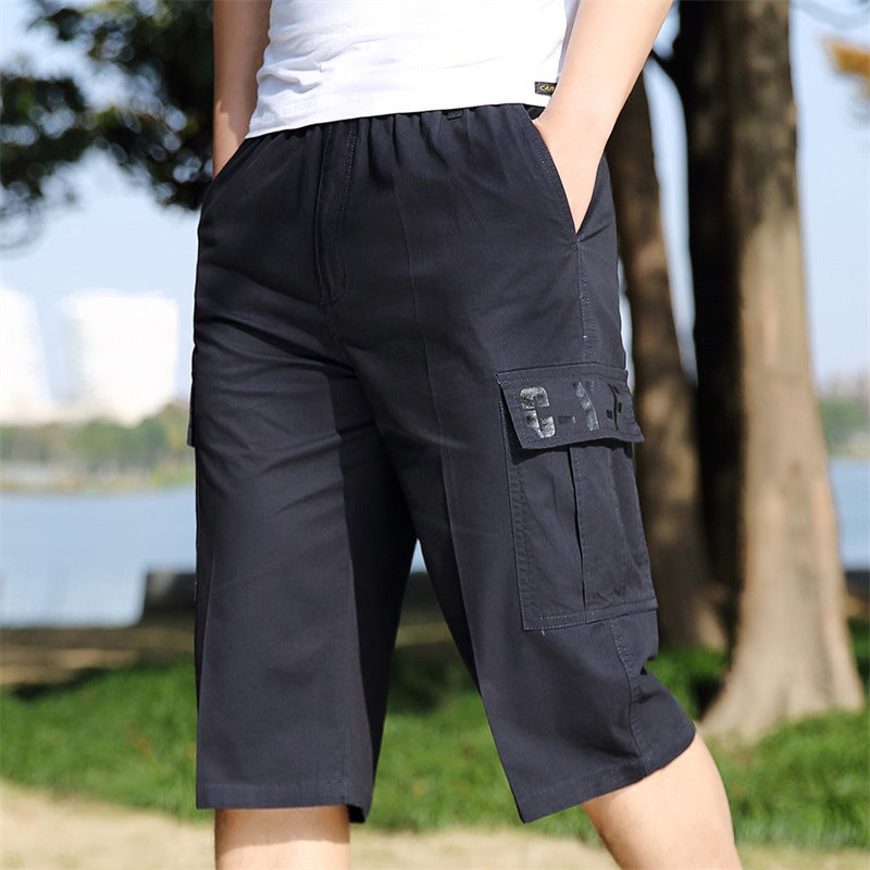 Men's Summer Casual Sports Capri Pants Pure Cotton Outdoor Overalls Shorts