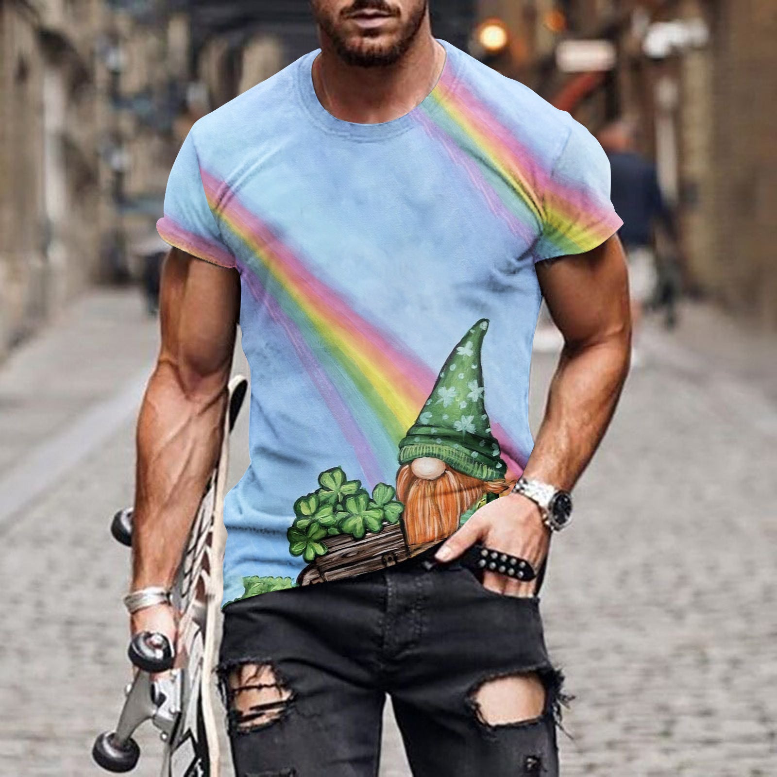 Men's Printed St. Patrick Crew Neck Short Sleeve T-shirt