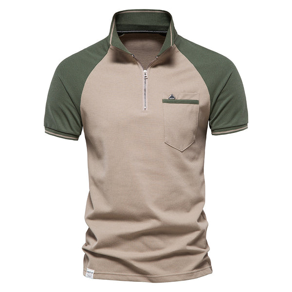 Men's Two-color Stitching Short-sleeved Polo Men's T-shirt