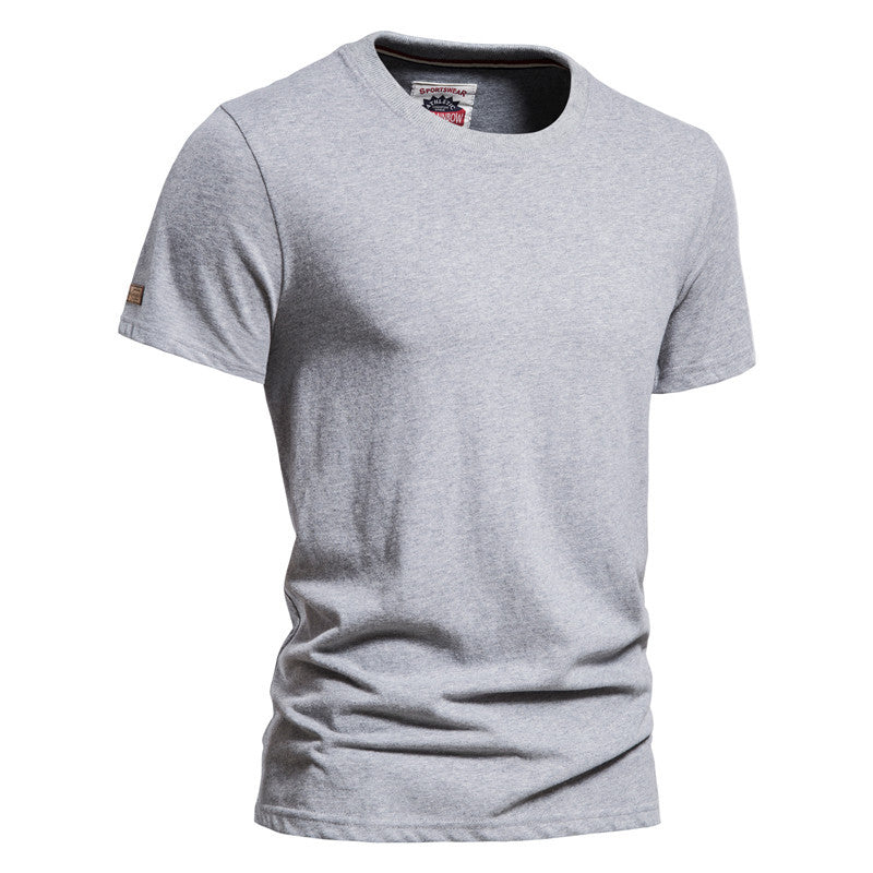 Men's Solid Color Cotton Brushed T-Shirts Casual Short Sleeve Quality Tops