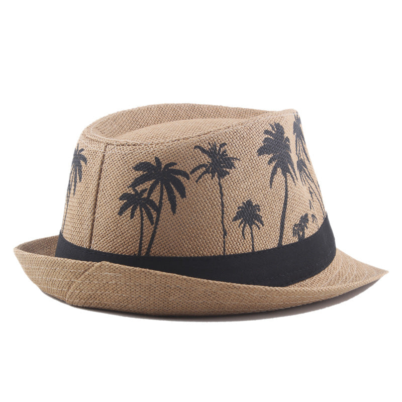 Men's Sir Top Hat Palm print coconut pattern rolled straw hat