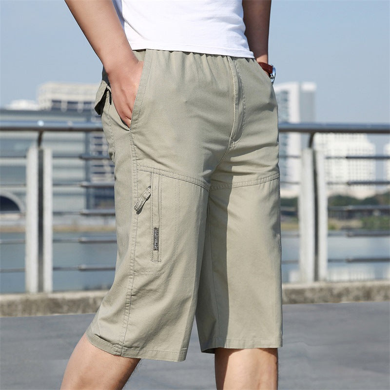 Men's Summer Elastic Pants Plus Size Tooling Pure Cotton Outdoor Casual Sports Shorts