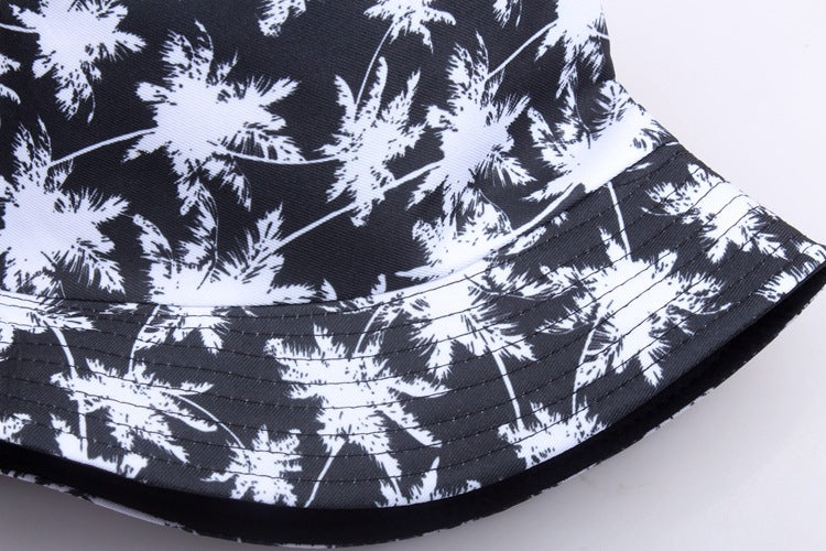 Maple Leaf Bucket Hat Print Coconut Tree Reversible Hat