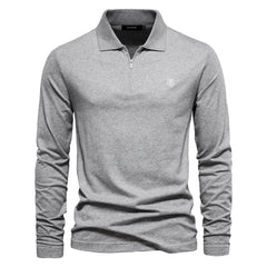 Men's Casual Solid Color Lapel Cotton Polo Shirt