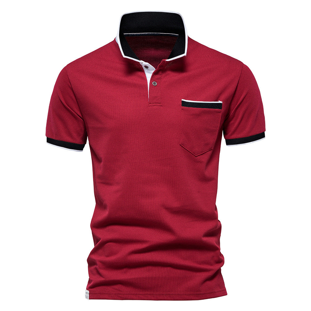 Men's Lapel Breathable Sports Stitching Polo Short Sleeves T Shirt