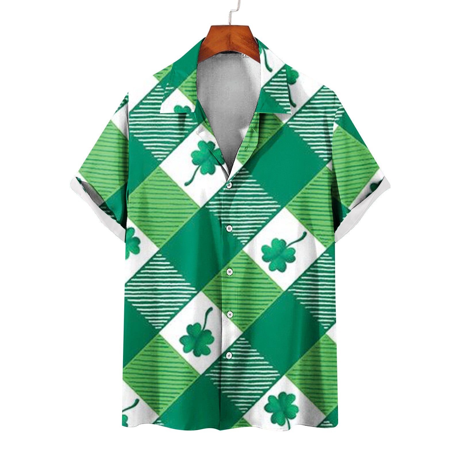 Men's Summer Casual St. Patrick's Day green Short Sleeve