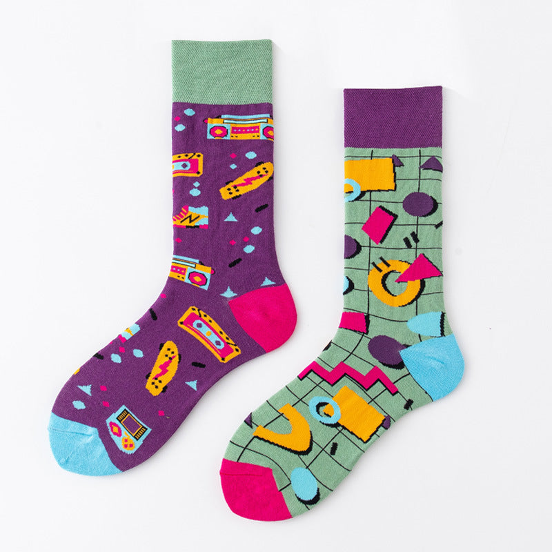 Comfortable Cotton Socks Fun Graffiti Couple Socks