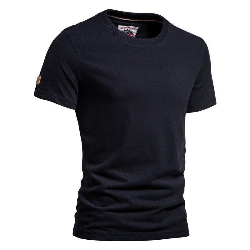 Men's Solid Color Cotton Brushed T-Shirts Casual Short Sleeve Quality Tops