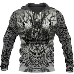 Men's 3D Digital Printing Viking Warrior Hoodies