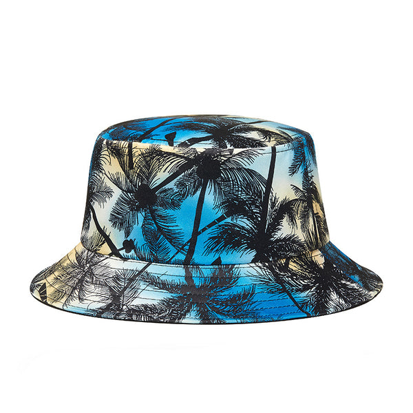 Spring  Fisherman Hat Tide Man Coconut Scenery Print Sunvisor Hat
