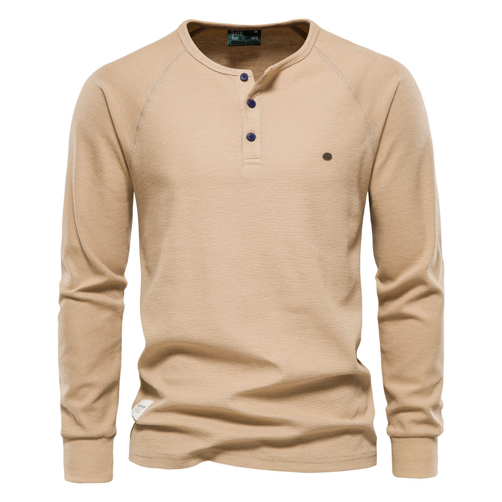 Men's Bottoming Shirt Henley Collar Long Sleeve T-Shirt