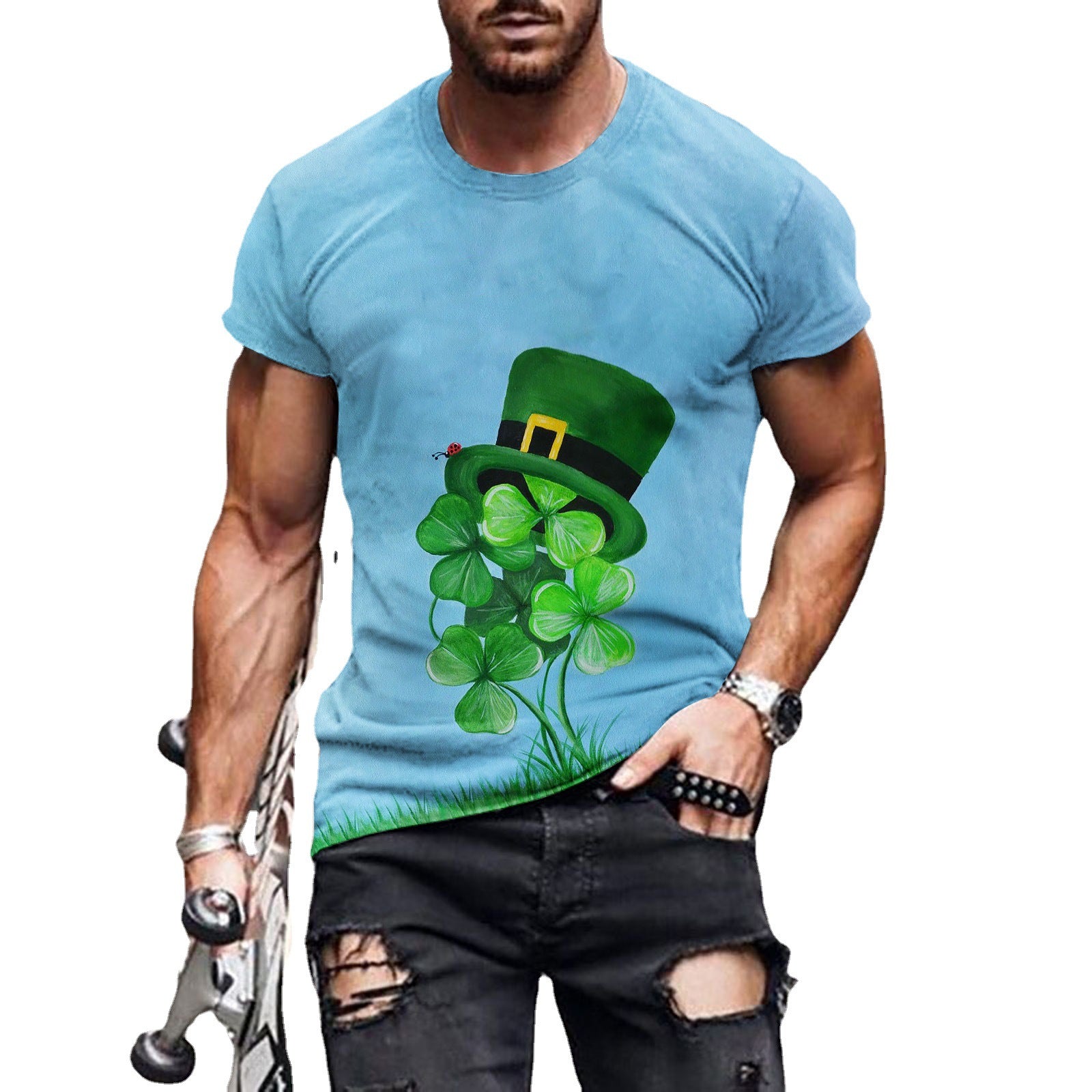 Happy St Patrick's Day Plant Flowers Print T-Shirt