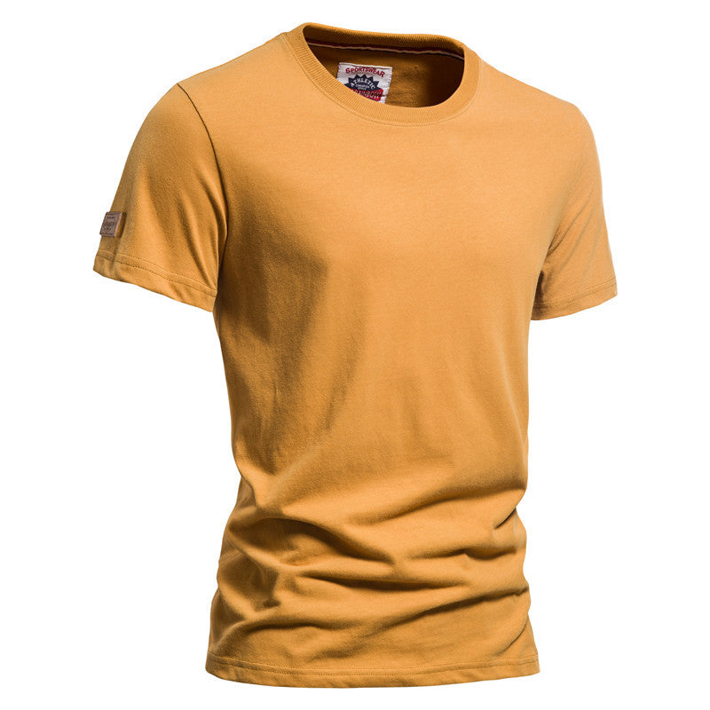 Men's Solid Color Cotton Brushed T-Shirts Casual Short Sleeve Quality Tops