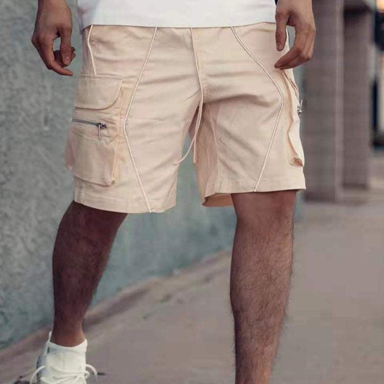 Men's Solid Shorts Sports Pants Casual Five-cent Multi-Pocket Shorts