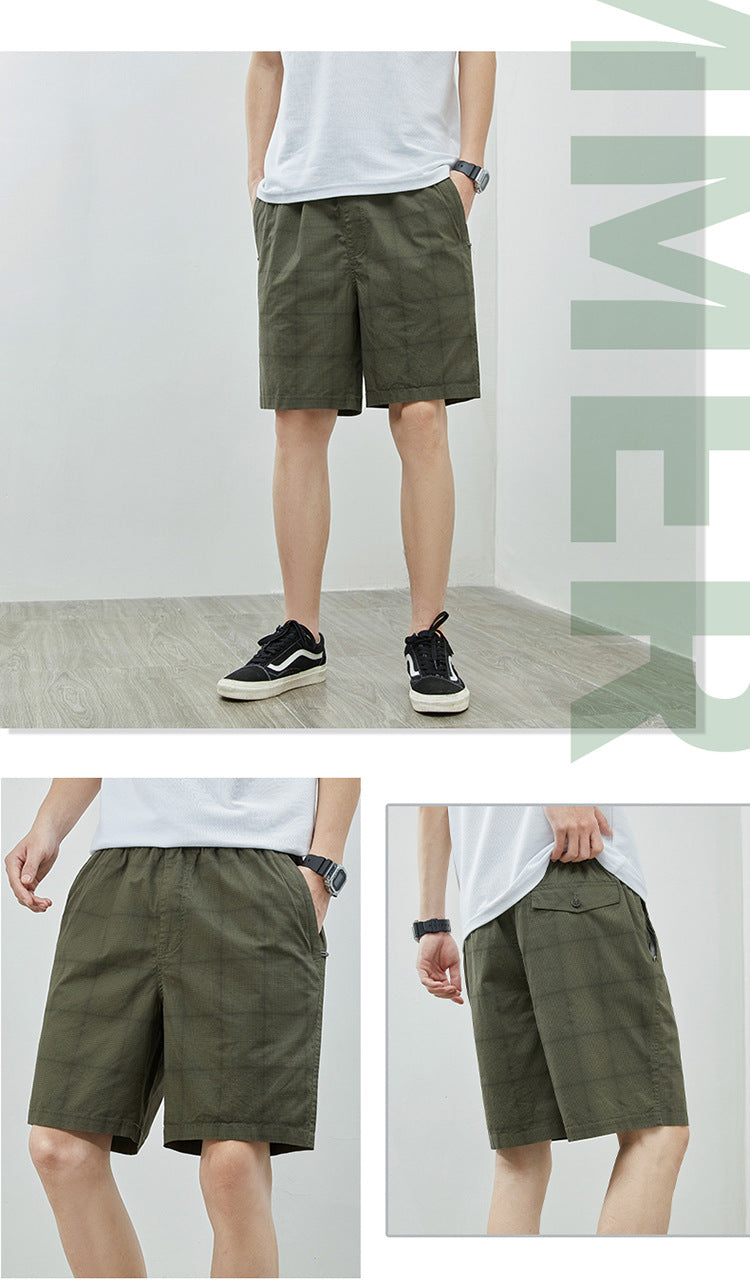 Men's Summer Shorts  Loose Solid Color Casual Cotton Five-point Pants Thin Shorts