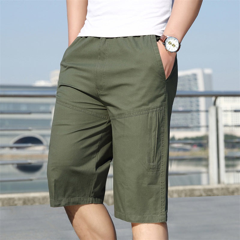 Men's Summer Elastic Pants Plus Size Tooling Pure Cotton Outdoor Casual Sports Shorts