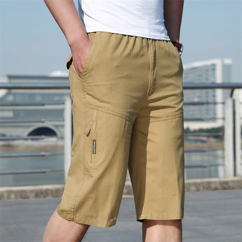 Men's Summer Elastic Pants Plus Size Tooling Pure Cotton Outdoor Casual Sports Shorts