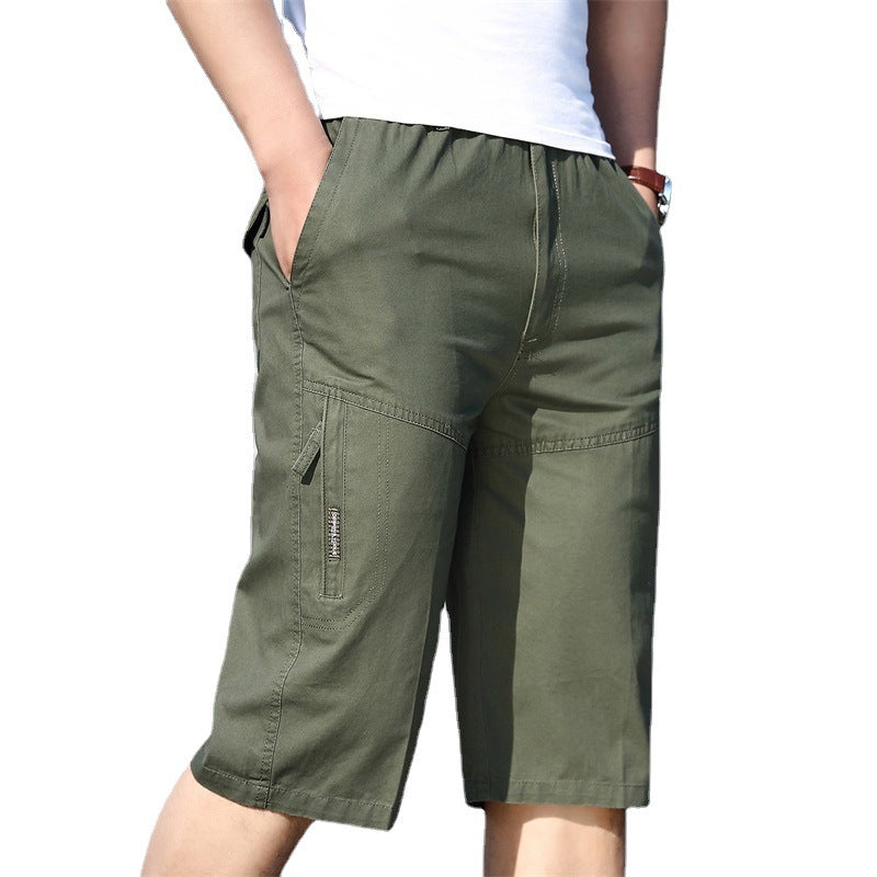 Men's Summer Elastic Pants Plus Size Tooling Pure Cotton Outdoor Casual Sports Shorts