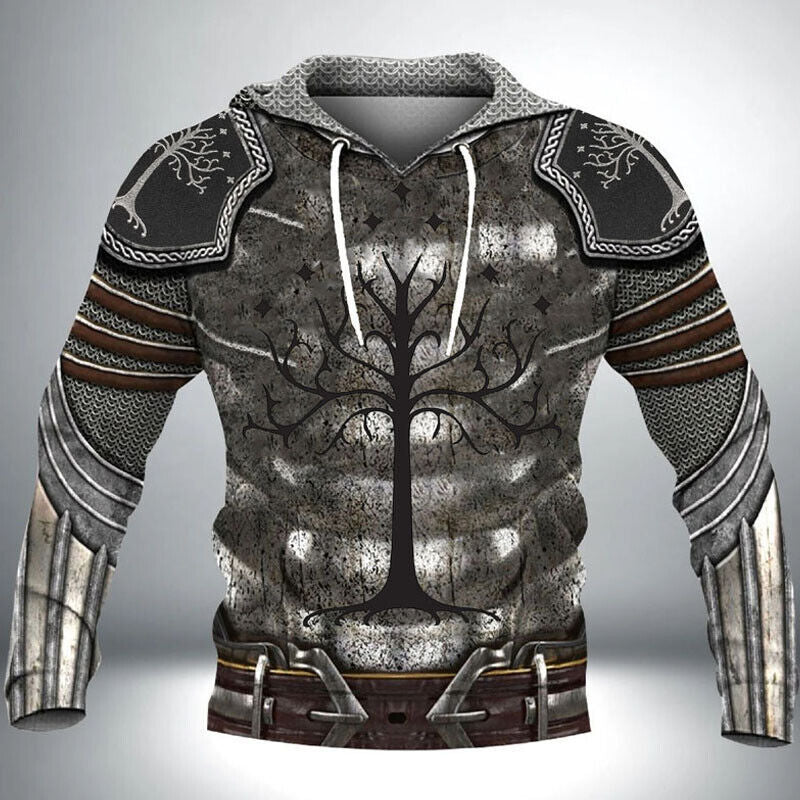 Men's 3D Digital Printing Viking Warrior Hoodies