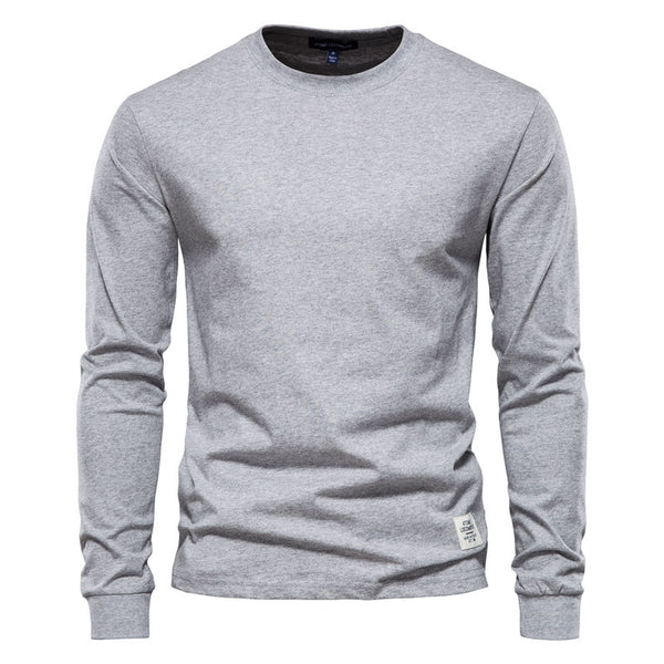 Men's Solid Color Long Sleeve Top Cotton T-Shirt