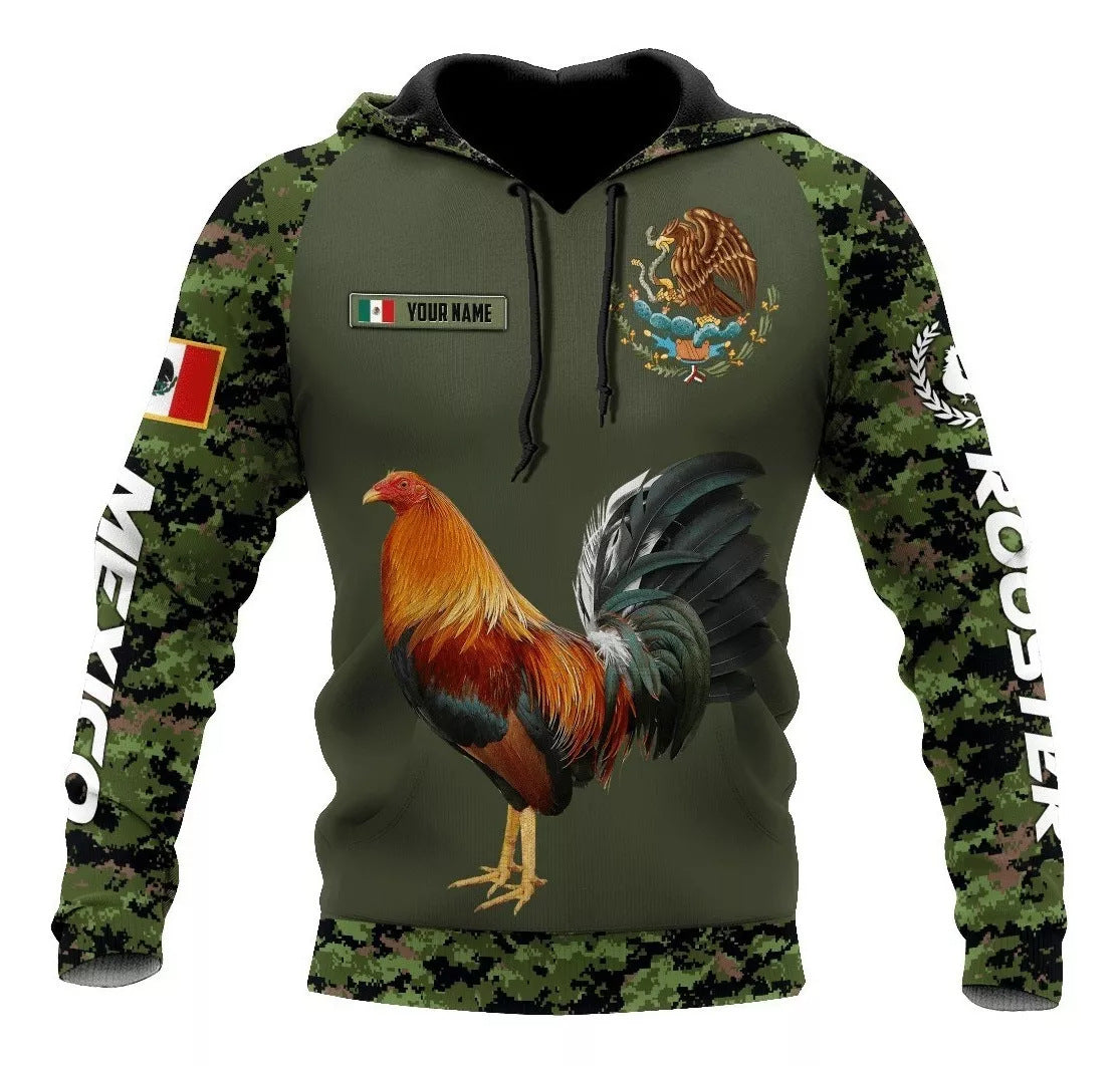 Men's Hooded Sweater 3D Printing Cock Casual Sweatshirt