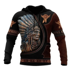 Men's Native American 3D Printing Hooded Coat Sports and Leisure Hoodies