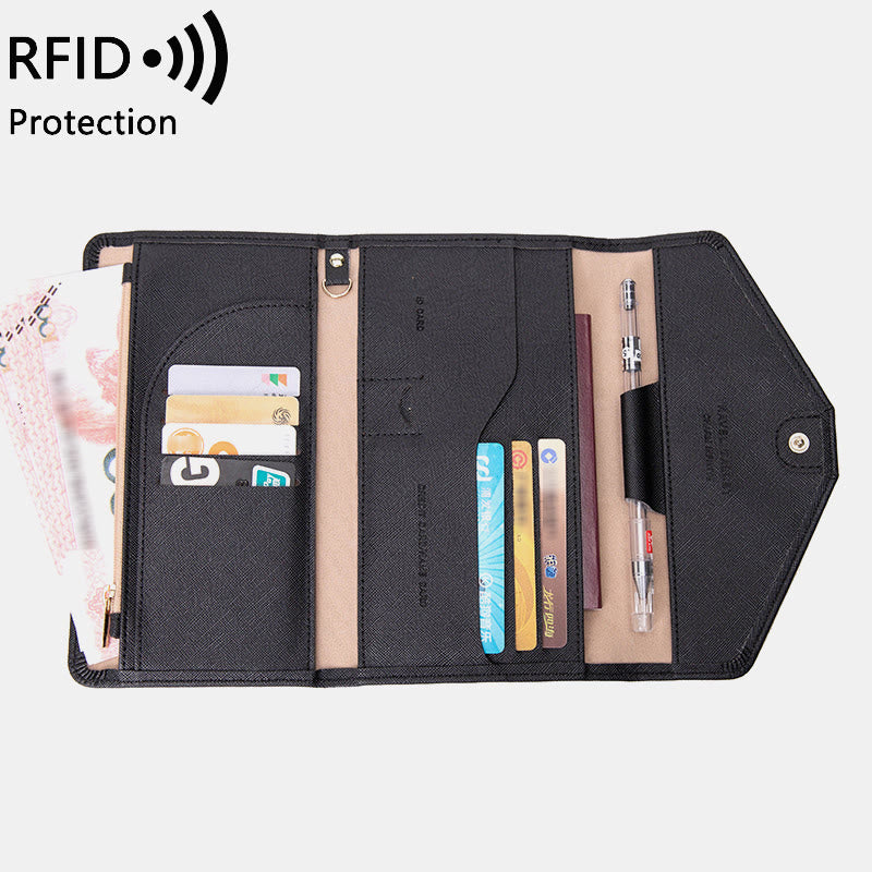 Slim Multifunctional Travel Document Pouch RFID Passport Holder