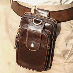 Men's Retro Classic Leather EDC Messenger Shoulder Bag Business Waist Bag Phone Bag