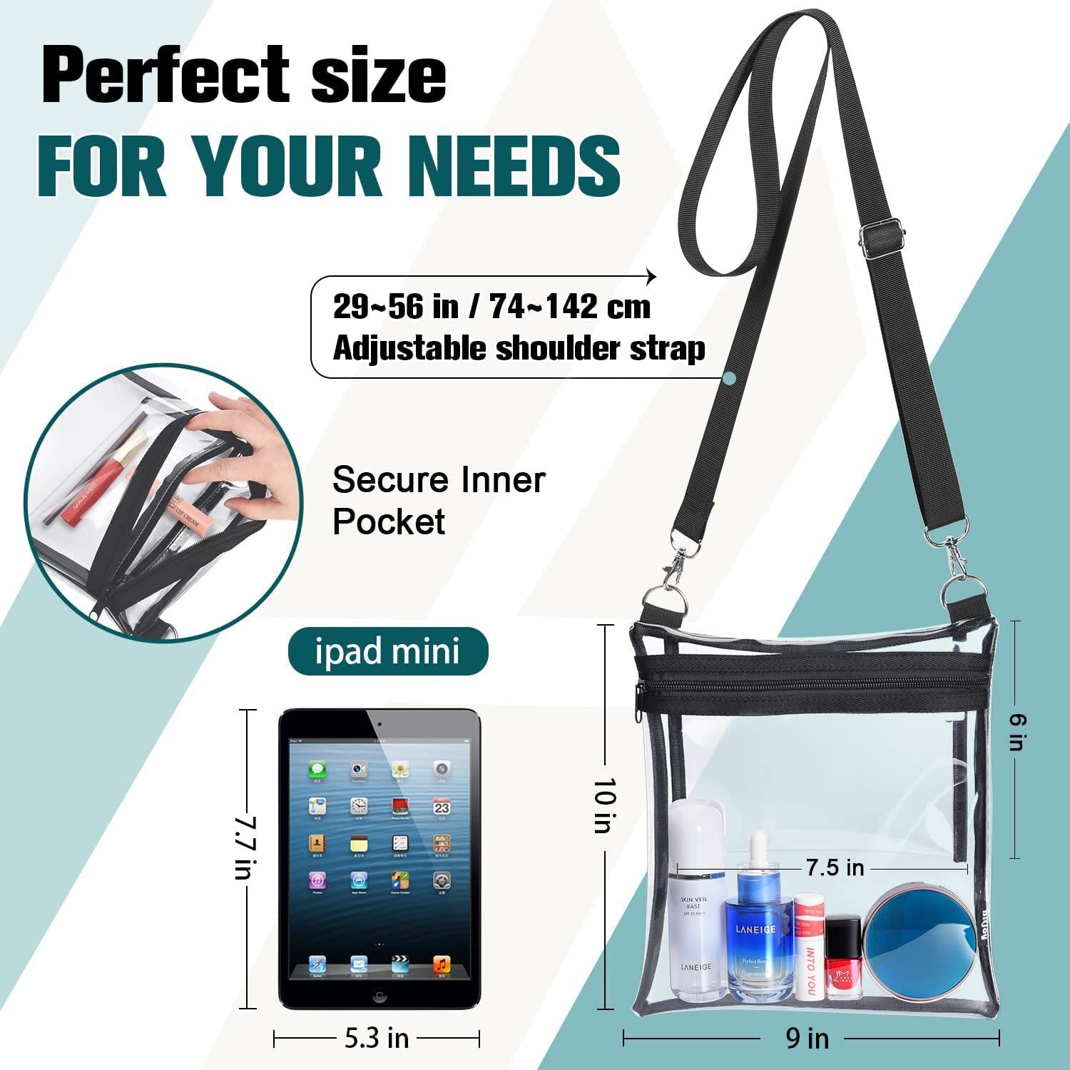 Transparent Tote Bag Outdoor Activities Messenger Bag Portable Waterproof PVC Shoulder Tote