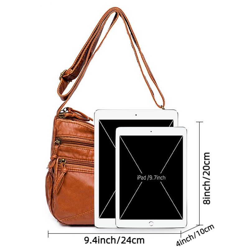 Unisex Dual Compartment Strap Super Soft Leather Crossbody Bag