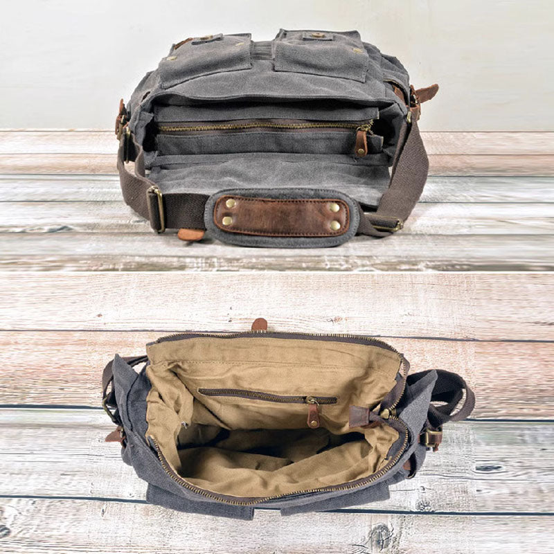 Men's Canvas Shoulder Bag Business Shoulder Messenger Bag Casual Briefcase Travel Messenger Bag