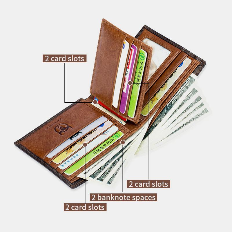 Men's Genuine Leather RFID Multi-Slot Blocking Extra Strong Stitching Gradient Short Wallet