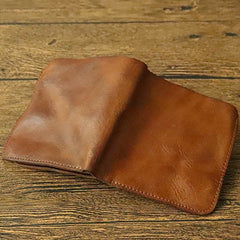 Men's Vintage Crinkled Leather Wallet Bifold Short Zipper Coin Card Holder