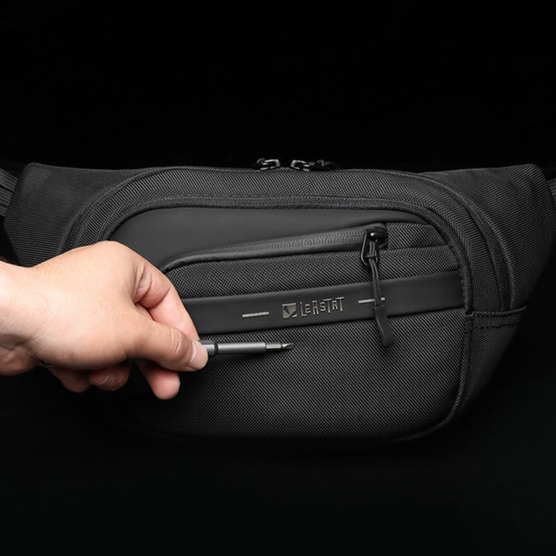 Men's Portable Waist Bag Simple Casual Adjustable Large Capacity Waterproof Belt Messenger Bag