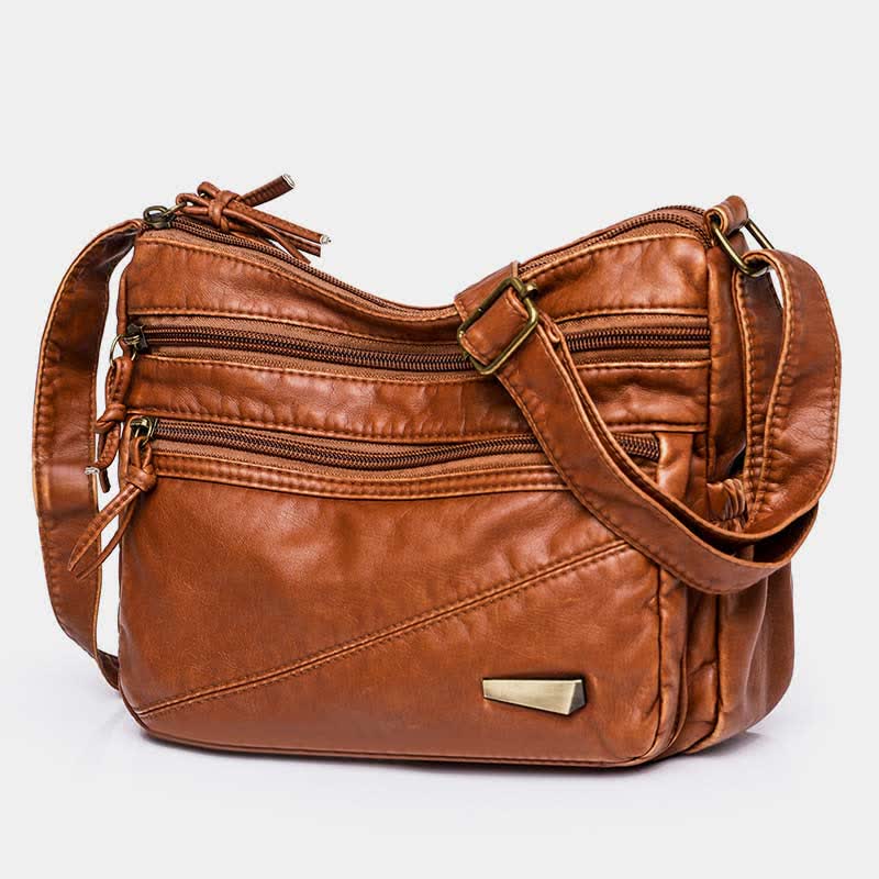 Unisex Dual Compartment Strap Super Soft Leather Crossbody Bag