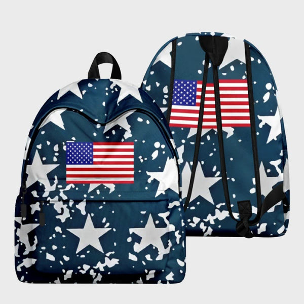 Laptop Backpack American Flag Print Outdoor Camping Learning Backpack