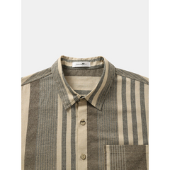 Cotton Asymmetric Striped Print All Matched Shirts