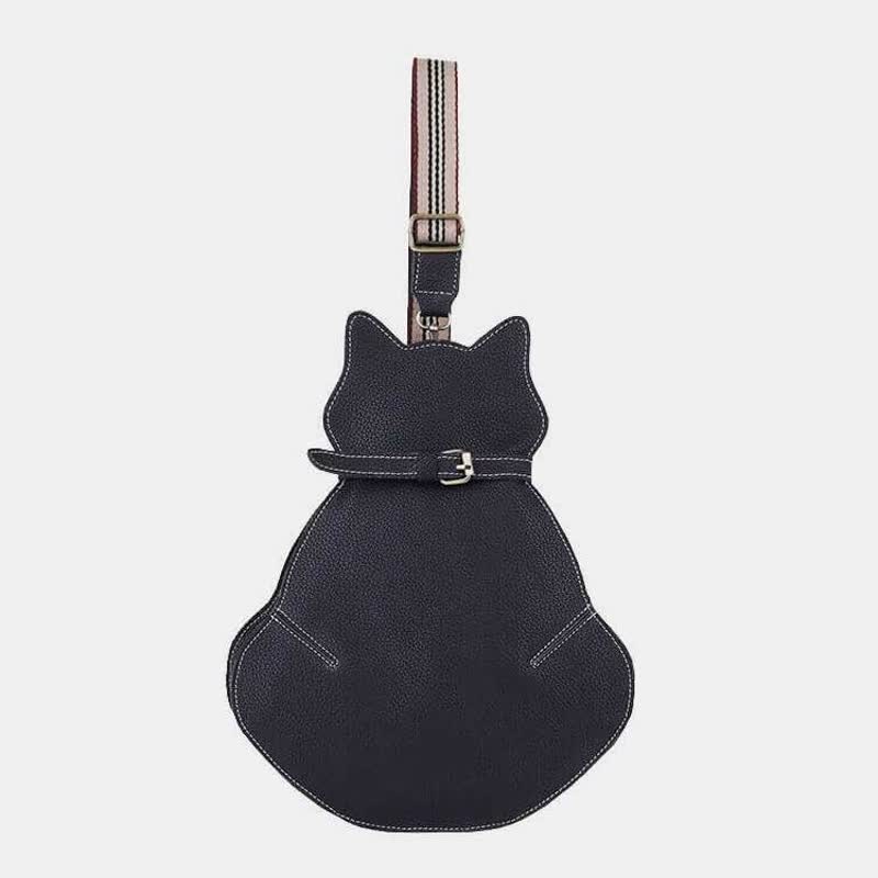 Novelty Cute Cat Shape PU Faux Leather Cross Chest Shoulder Bag Ladies Messenger Shoulder Bag