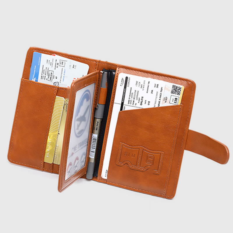 Daily Large Capacity RFID Leather Passport Holder Multifunctional Card Holder