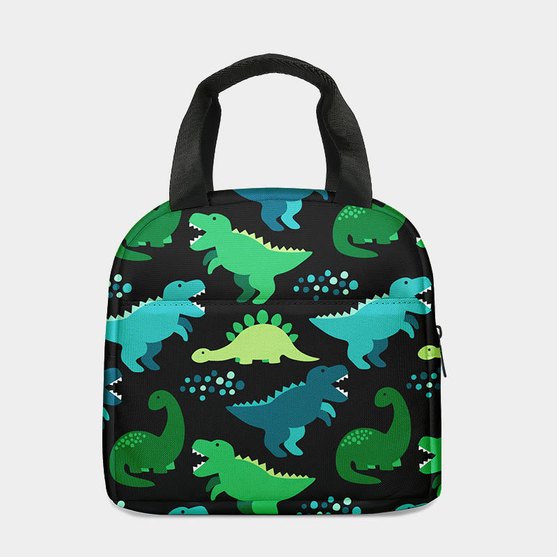 Reusable Kids Cooler Lunch Bag Camping Cartoon Dinosaur Warm Tote Bag