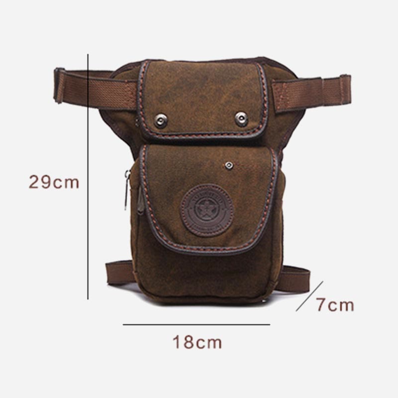 Men's Outdoor Retro Casual Camping Cycling Waist Bag Leg Bag Sports Canvas Messenger Bag