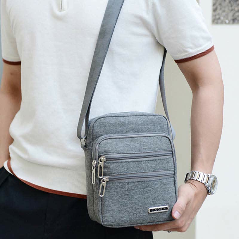 Men's Nylon Messenger Bag Outdoor Travel Business Shoulder Bag Passport Phone Wallet Bag Pouch