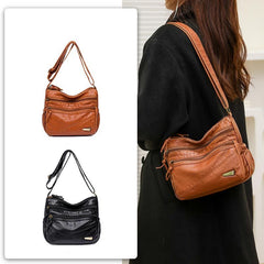 Unisex Dual Compartment Strap Super Soft Leather Crossbody Bag