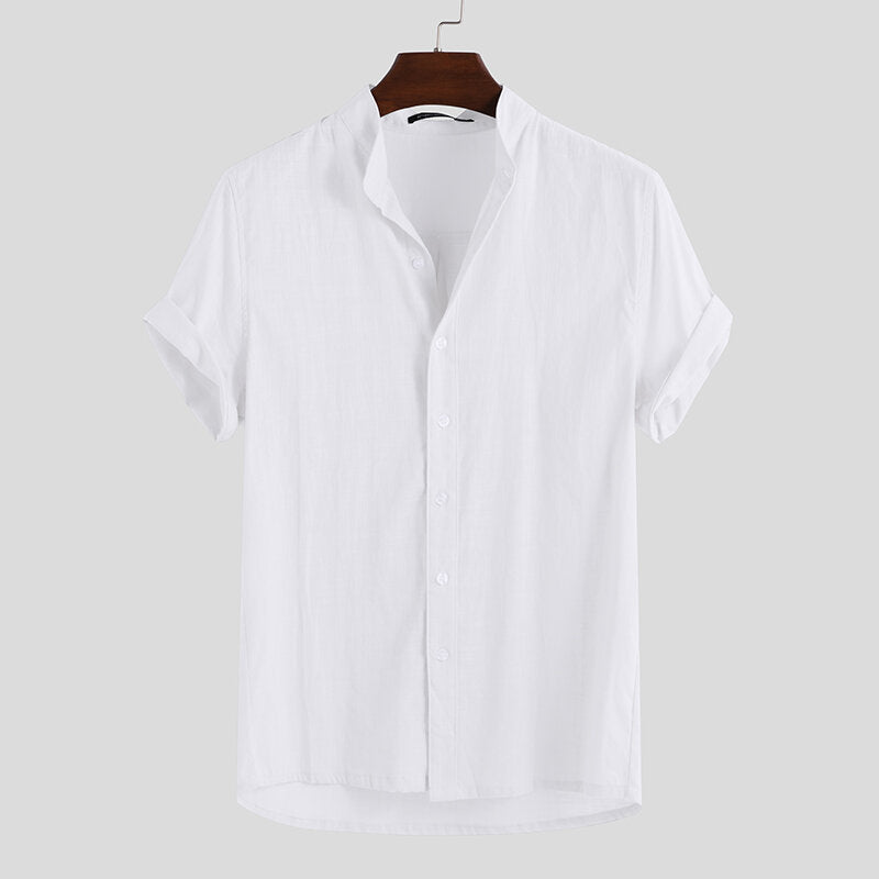 Men's Linen Loose Artistic Tops Holiday Casual Shirts