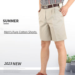 Summer Men's Shorts Pure Cotton High Waist Loose Cropped Pants Thin Casual Shorts