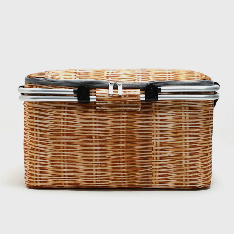 Foldable Thickened Beach Outing Cooler Bag Oxford Picnic Basket