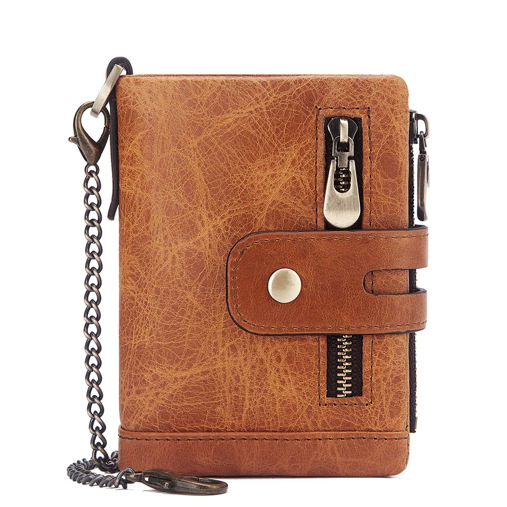 Vintage Top Layer Leather Card Holder US Wallet RFID Blockchain Men's Short Leather Wallet