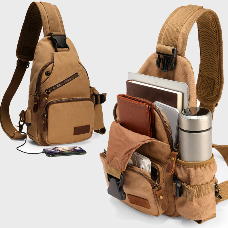 Men's Outdoor Casual Messenger Bag Travel Hiking Messenger Backpack